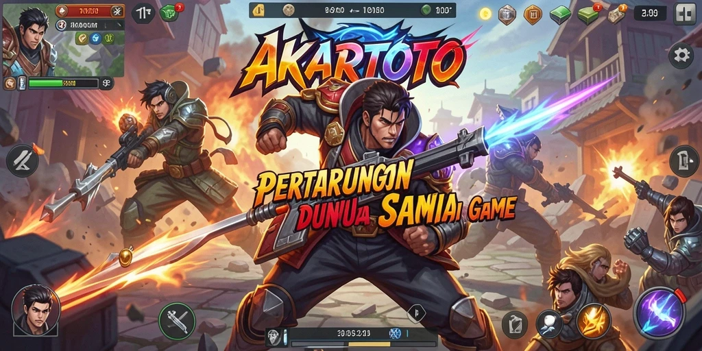 Tangkapan layar menampilkan karakter bertarung dalam arena dengan efek visual yang memukau.