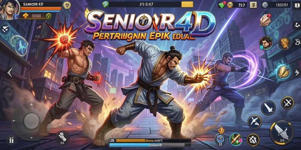 Screenshot gameplay pertarungan seru di SENIOR4D.