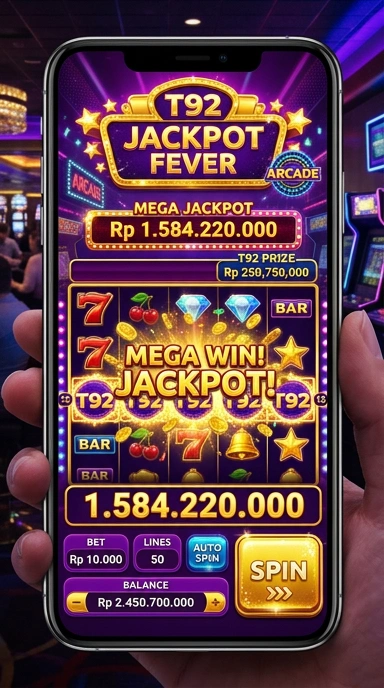 Screenshot aplikasi t92 yang menunjukkan berbagai kategori yang tersedia.